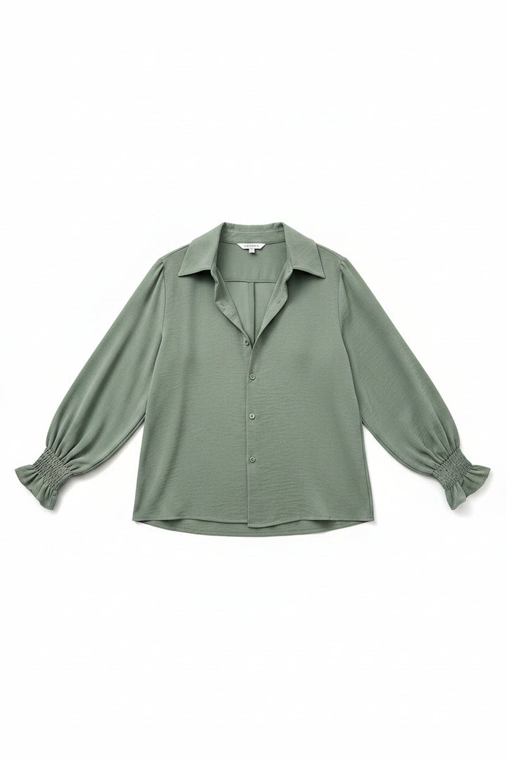 Elegante Damen Bluse mit modischen Ballonärmeln und lockerem Schnitt, ideal für Frühling und Sommer.