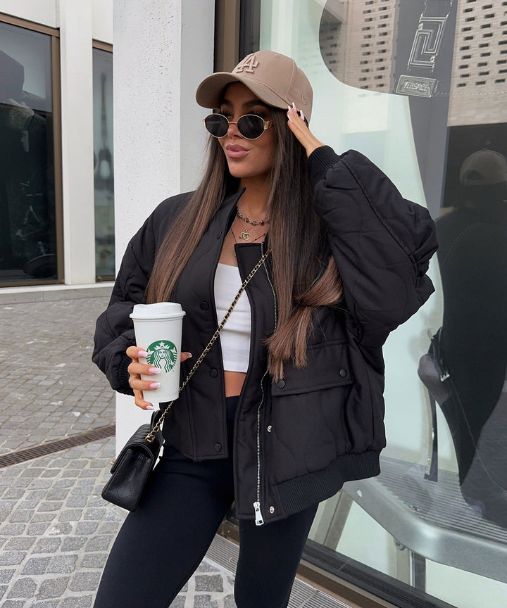Modische Damen Bomberjacke, vielseitige Freizeitjacke, ideal für lässige Looks im Frühling und Herbst.