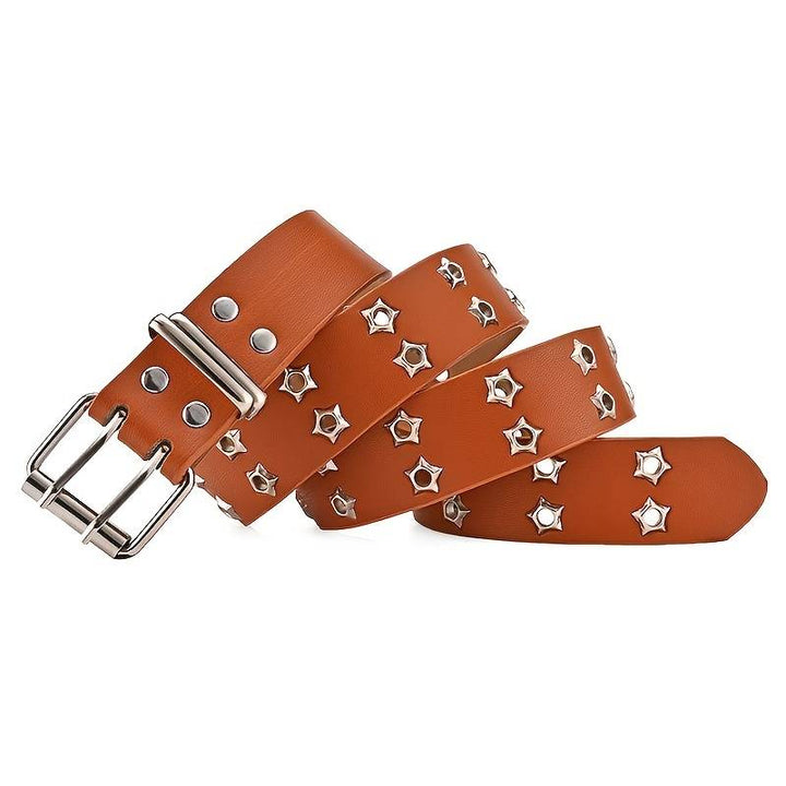 Rebellischer Unisex Nietengürtel mit Stern & Auge. Setze ein starkes Gothic & Punk Fashion-Statement.