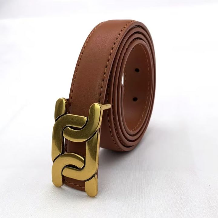 Stilvoller Unisex Gürtel mit glatter goldener Schnalle. Klassisches Accessoire für Damen & Herren.