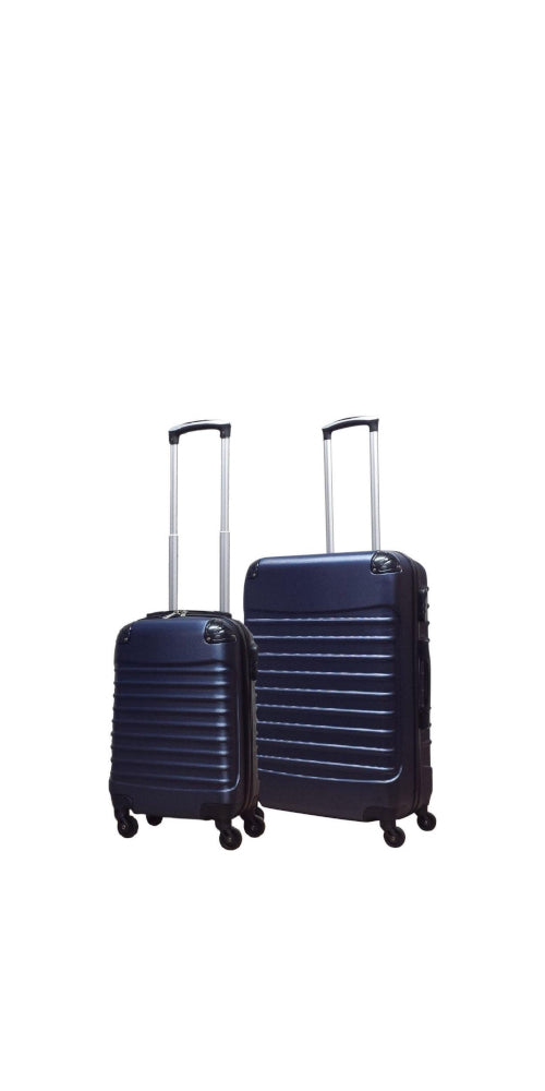 Dunkelblaues Palermo 2-teiliges Reise-Kofferset mit 4 Rollen, ideal für Urlaub & Geschäftsreisen.