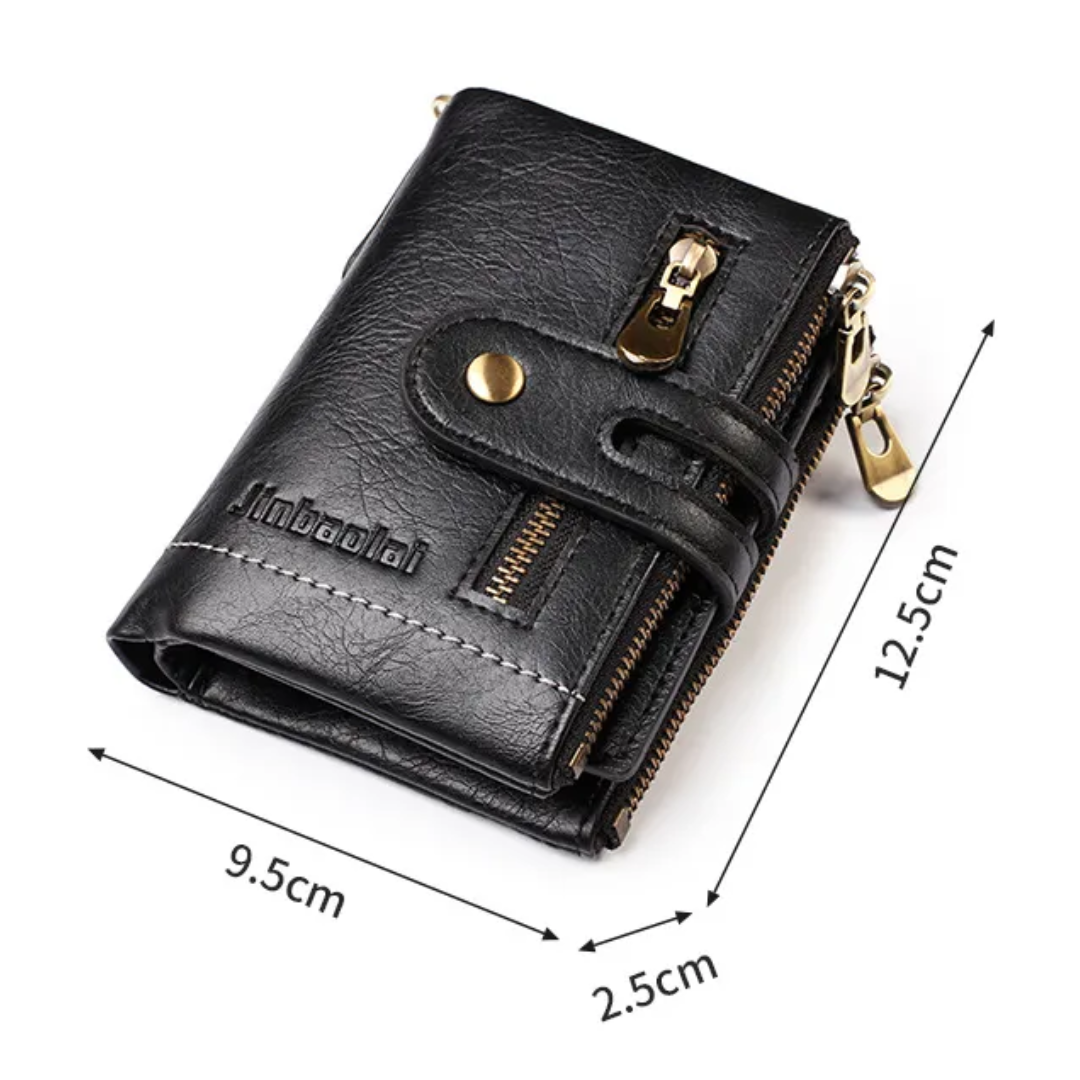 Hochwertige Retro Herren Brieftasche mit robuster Kette, echtes Leder, in eleganter Braun-Farbe.