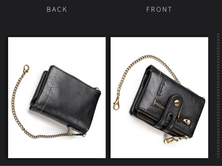 Herrenmode Accessoire: Retro Geldbörse mit Kette, stilvolles Statement für den modernen Mann in Leder.