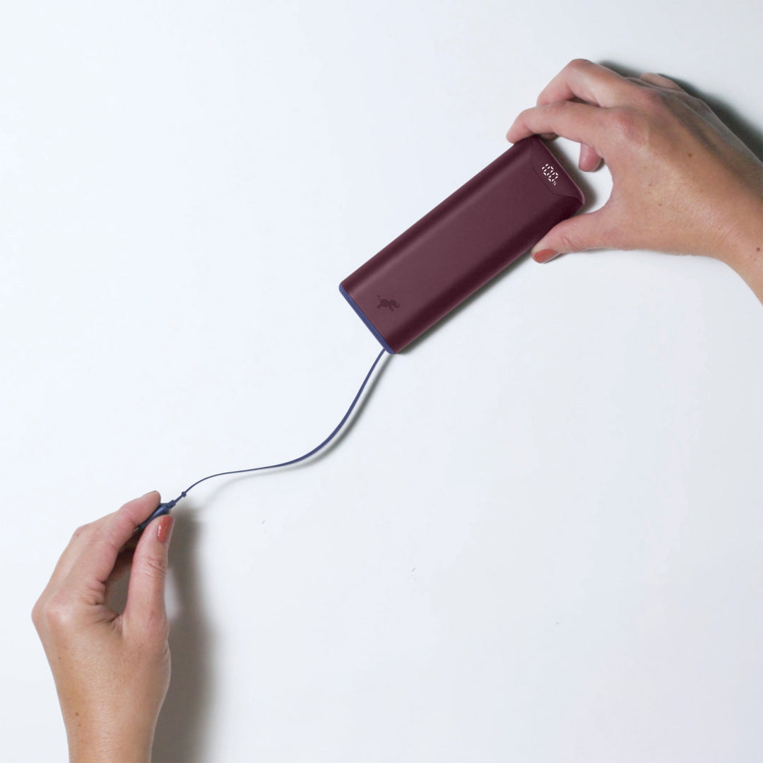 Stylische 10.000mAh Powerbank mit festem USB-C Kabel. Kompakt & zuverlässig für unterwegs.