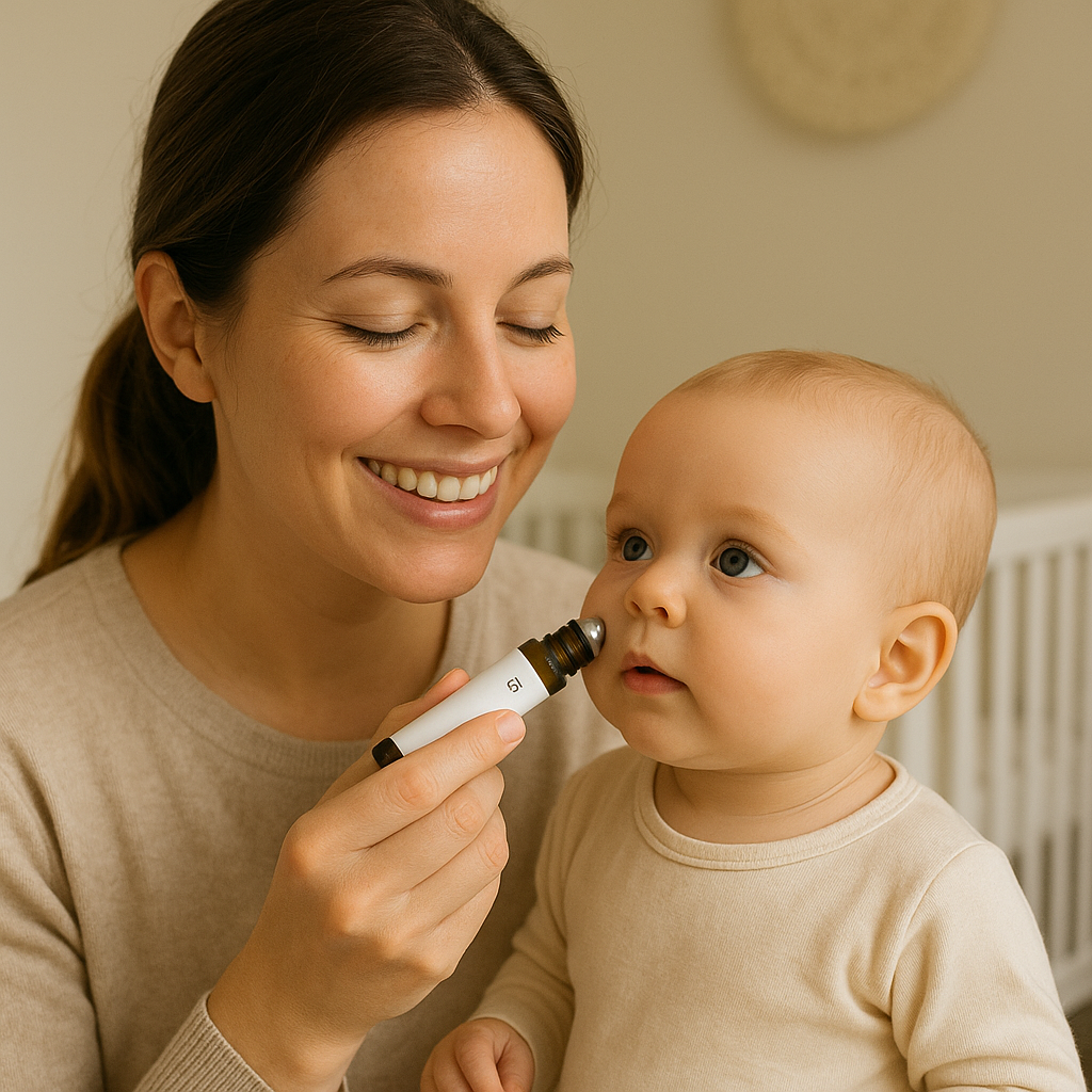 Babys Zahnungsölroller mit Kamille & Lavendel. Natürliche Schmerzlinderung für zahnende Babys.