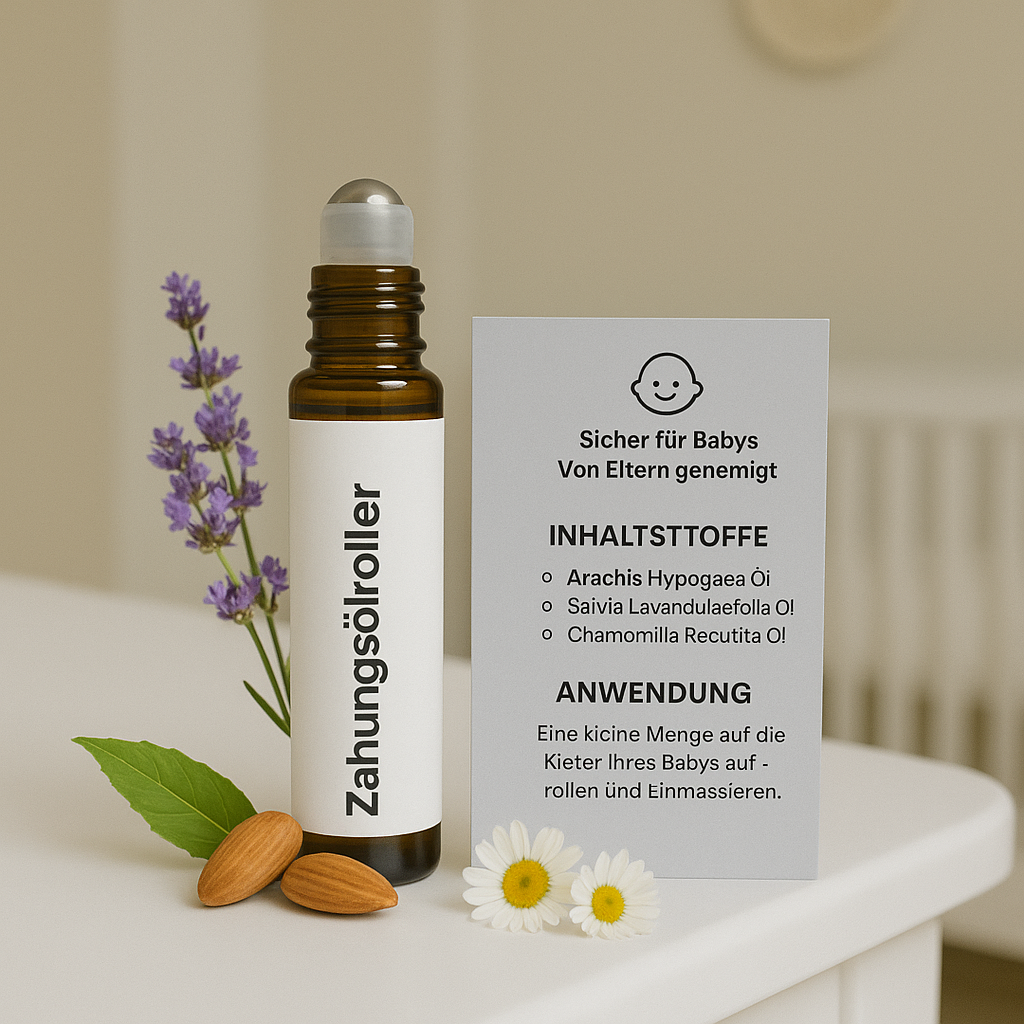 Sanfter Zahnungs-Roll-on für Babys. Beruhigende Babypflege mit Kamille & Lavendel bei Zahnungsschmerzen.