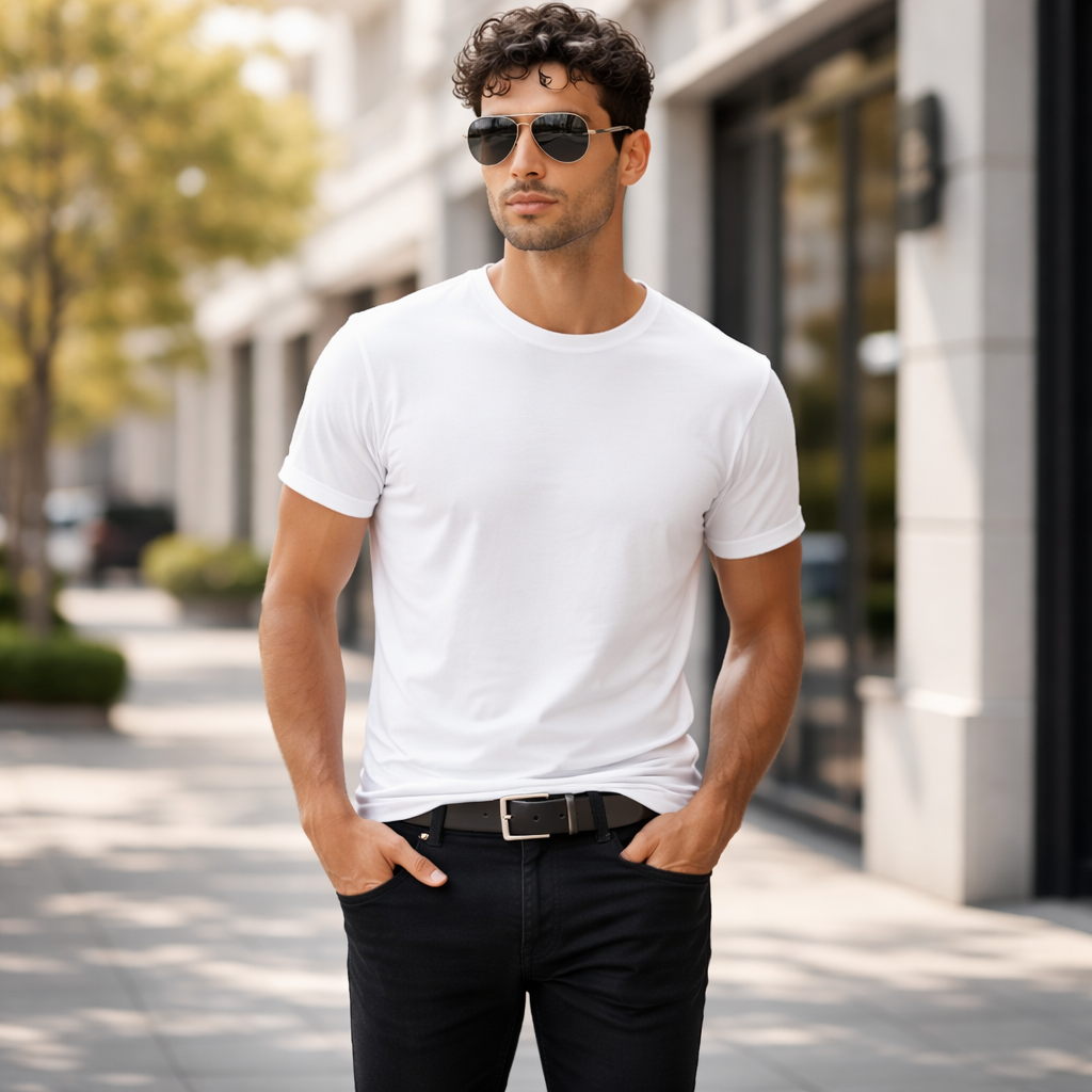 Mann trägt stilvolle polarisierte Pilotenbrille mit Metallrahmen, perfekt für Autofahren, Outdoor & Sommer. UV-Schutz.