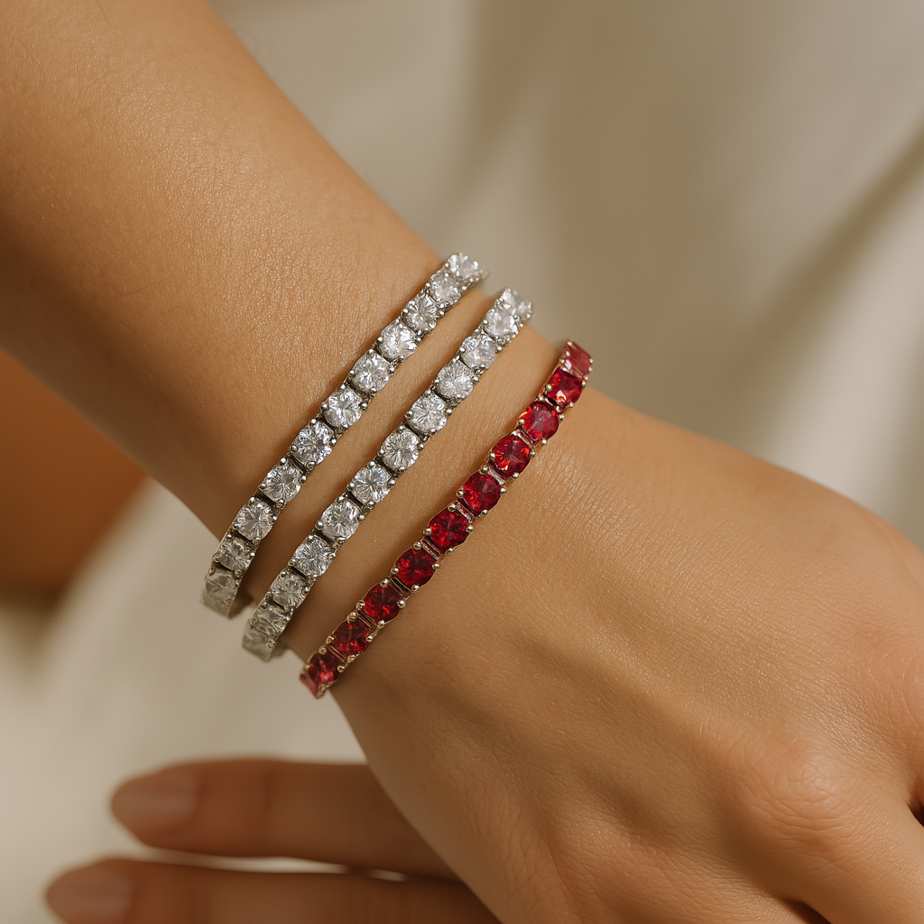 Hochwertiges Unisex Tennisarmband mit brillanten Zirkonia-Steinen. Klassischer und moderner Armschmuck.