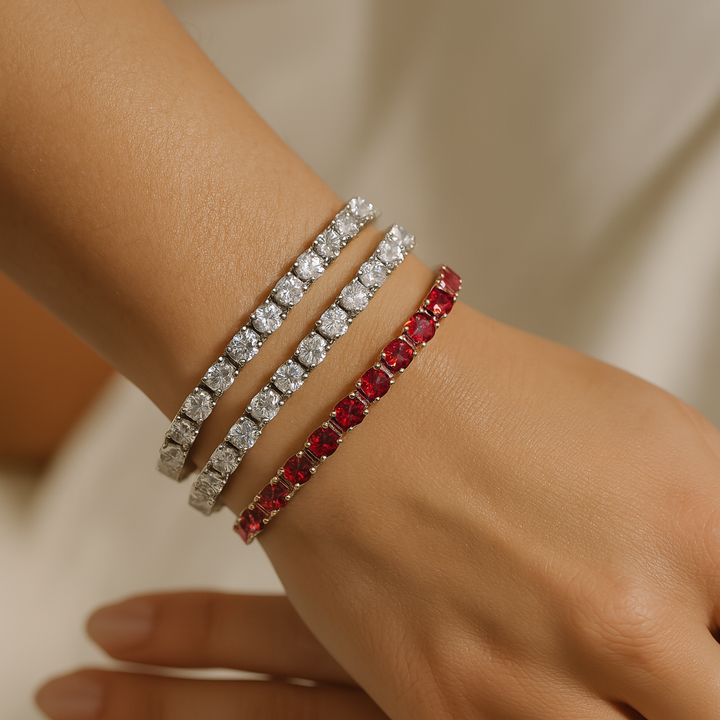 Hochwertiges Unisex Tennisarmband mit brillanten Zirkonia-Steinen. Klassischer und moderner Armschmuck.