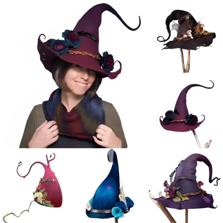 Unisex Hexenhut für Halloween- & Cosplay-Kostüme. Verstellbar & stilvoll für magische Auftritte.
