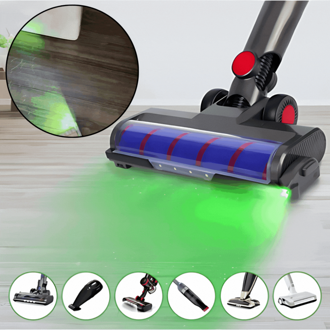 Universeller Staubsaugerkopf mit Laser für präzise Stauberkennung & hygienische Tiefenreinigung im Haushalt.