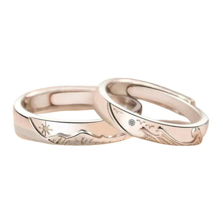 Unisex verstellbarer Ring mit filigraner Naturgravur im Meer-Motiv; hypoallergener Gold-/Silber Schmuck.