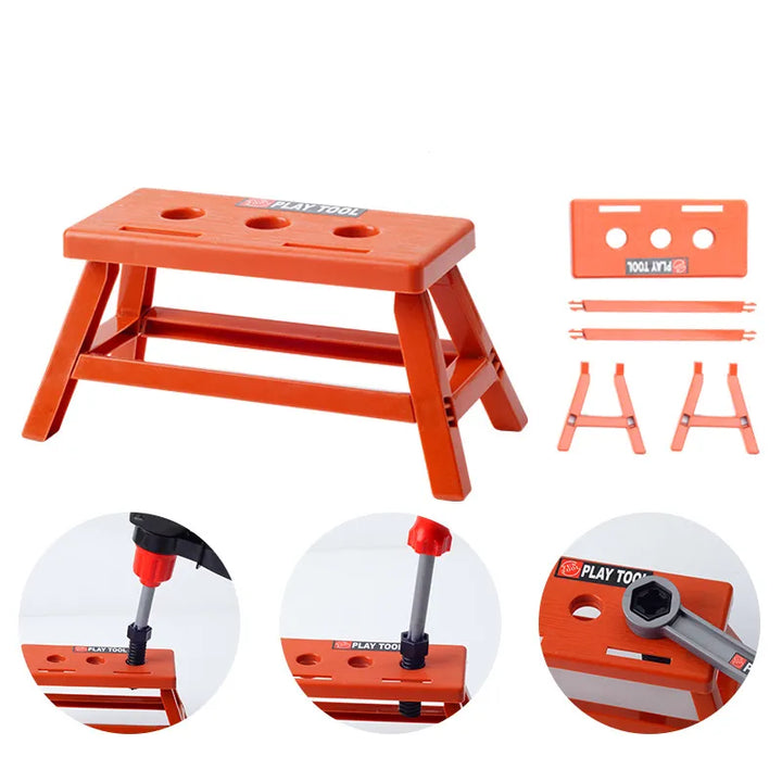 Vielseitiges Kinder Werkzeugset zum spielerischen Lernen von Handwerk & Motorik. Ideales pädagogisches Spielzeug.