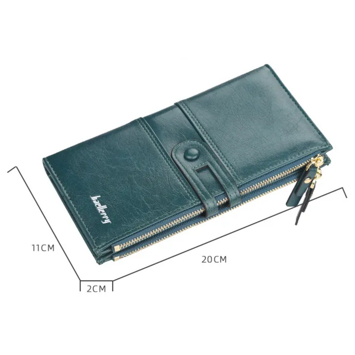 Modische Geldbörse für Damen, doppelter Reißverschluss, lang & stilvoll, perfekt für jede Handtasche.