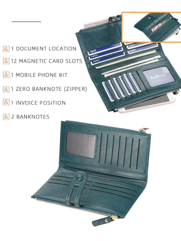 Organisationstalent: Damen Wallet lang, doppelter Reißverschluss, für Karten, Münzen & Handy.