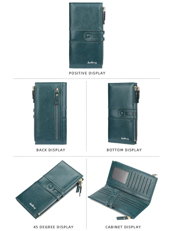 Zeitlose elegante Damen Geldbörse, lang, zwei Reißverschlüsse, ein Must-Have Accessoire.