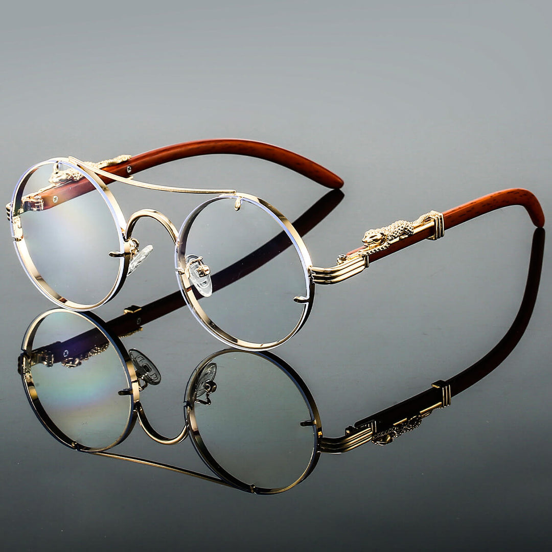 Robuste Unisex Vintage Sonnenbrille, rund, mit starkem UV400 Schutz. Ihr elegantes Accessoire für jede Saison.