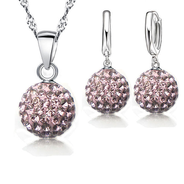 Glamouröse Halskette mit Kristall-Anhänger aus 925 Sterling Silber für Damen, passend zum Schmuckset.