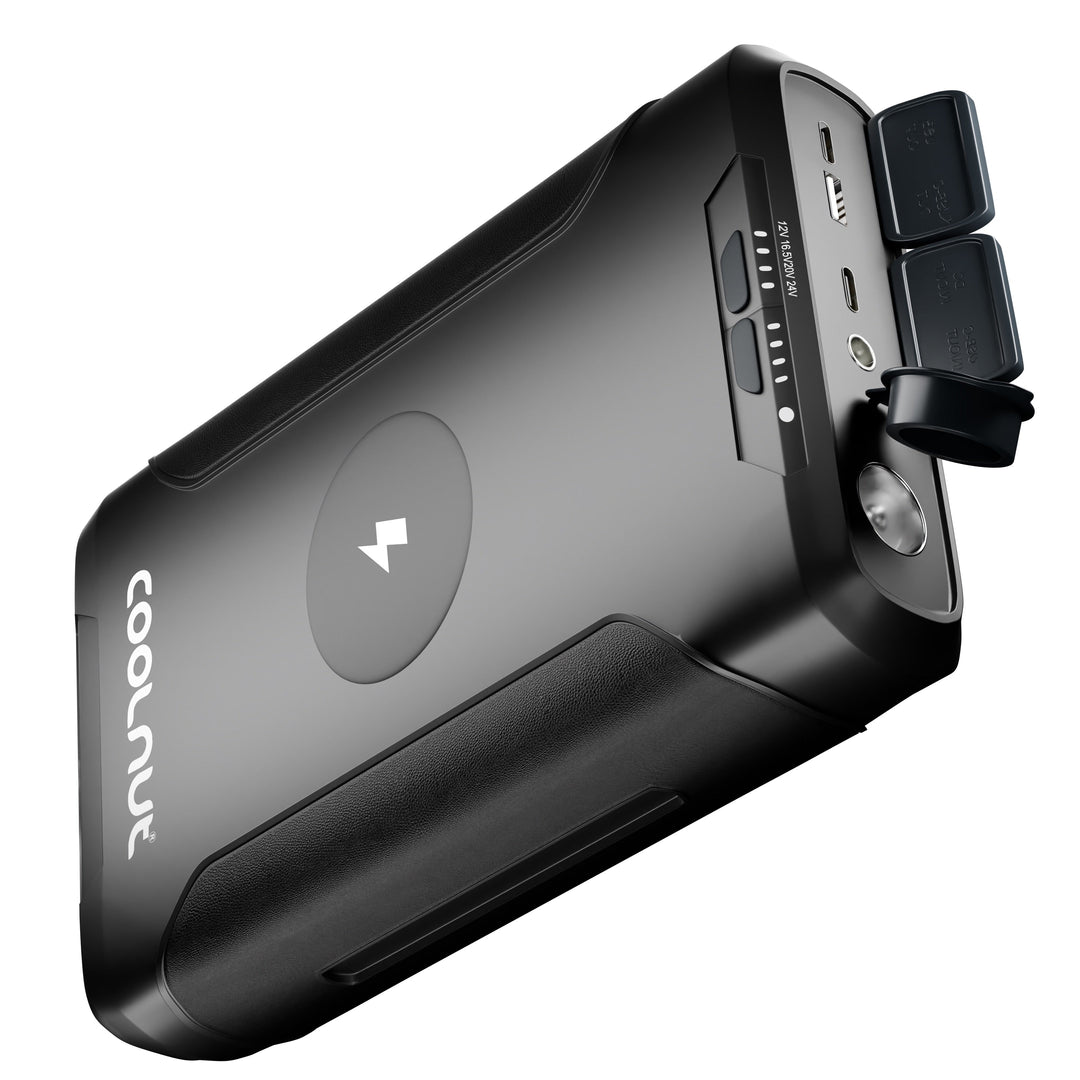 Kompakte Powerstation mit AC/DC/USB-Ausgängen, 60.000 mAh für mobile Geräte.