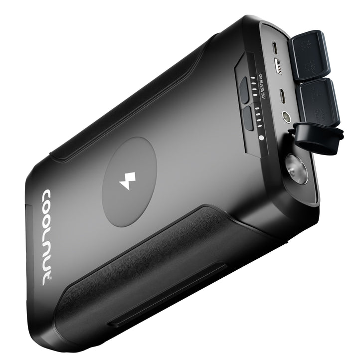 Kompakte Powerstation mit AC/DC/USB-Ausgängen, 60.000 mAh für mobile Geräte.