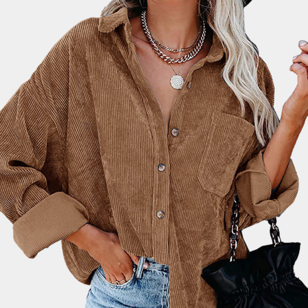 Ganzjahres Damen Cordjacke als stilvolle Übergangsjacke, modisch & lässig. Perfekt für vielseitige Frauen-Outfits.