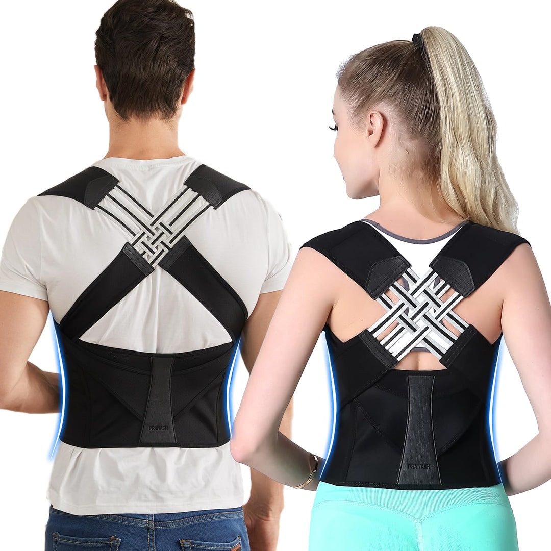 Haltungskorrektur Rücken Geradehalter für Damen & Herren. Atmungsaktiv, verstellbar, lindert Rückenschmerzen.