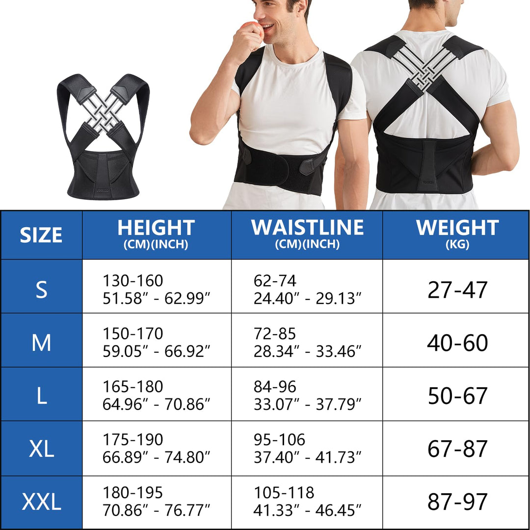 Ergonomischer Rücken Geradehalter für aufrechte Körperhaltung im Alltag. Komfortabel und atmungsaktiv für Unisex.