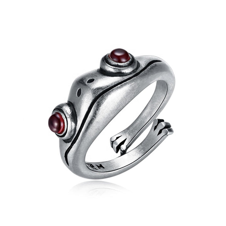 Unisex Frosch Ring aus 925er Sterlingsilber, detailliertes Tierdesign, verstellbarer Silberschmuck.