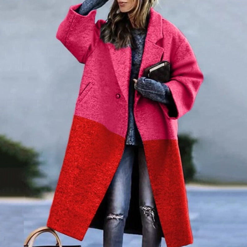 Warmer Damen Wintermantel, lang geschnitten und gemütlich. Perfekte Frauenkleidung für Herbst & Winter.