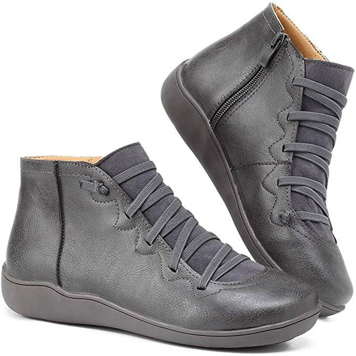 Damen Komfortschuhe: Orthopädische Stiefelette mit atmungsaktiver, rutschfester Sohle für gesunde Füße.
