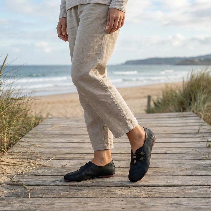 Elegante, flache Damenschuhe mit schlanker Silhouette. Perfekt als bequeme Alltags- und Business Casual Schuhe.