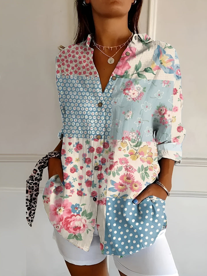Elegante Bluse für Damen mit einzigartigem Muster, perfekt für Frühlingstage.