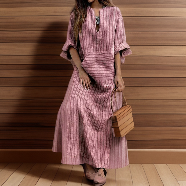 Vielseitiges Vintage Sommerkleid für Damen, gestreift, ideal als bequemes Freizeitkleid.