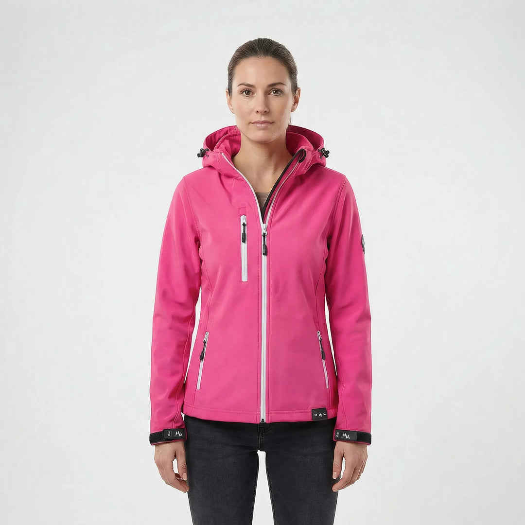 Damen Outdoor-Softshelljacke, tailliert, mit Kapuze, wasserabweisend, für Wind- & Wetterschutz.