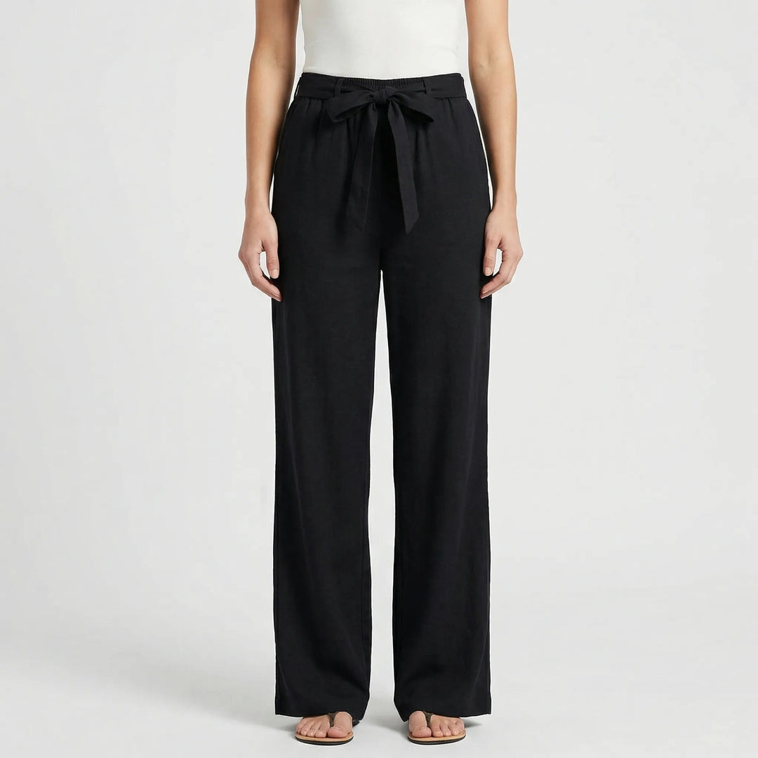 Damen weite Hose mit Bindegürtel, elegant & komfortabel. Perfekt für Sommer, Büro & Freizeit.