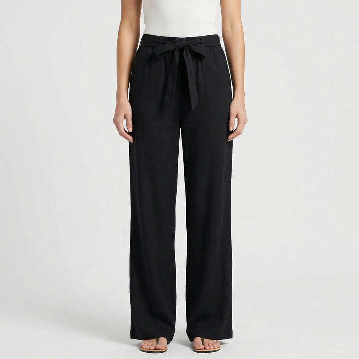 Damen weite Hose mit Bindegürtel, elegant & komfortabel. Perfekt für Sommer, Büro & Freizeit.