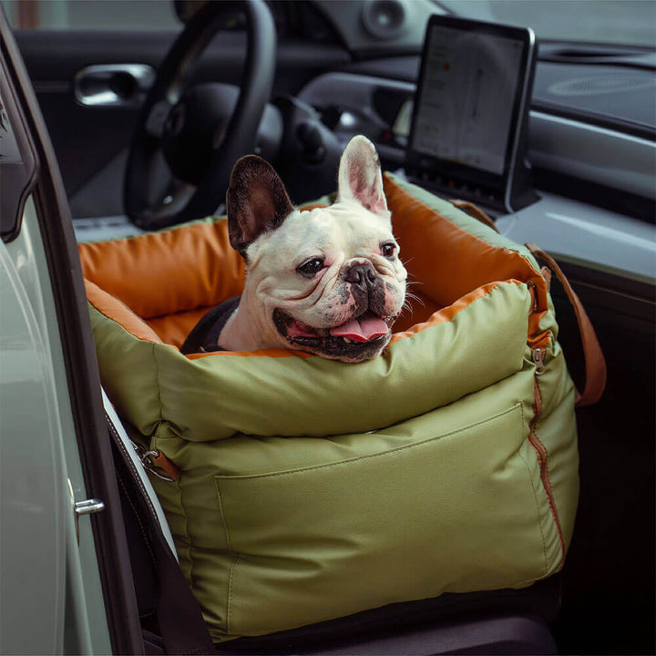 Praktischer Autobett-Sitz für Hunde, bietet Ruhe & Entspannung während der Fahrt.