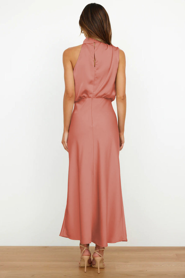 Formelles Damen Maxikleid mit Halterneck, schickes Abendkleid für Partys.