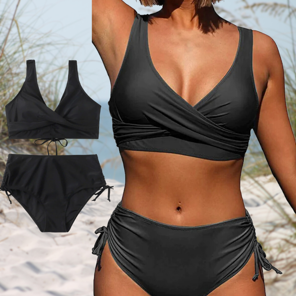 Stylisches zweiteiliges Damen Bikini Set, perfekt zum Schwimmen am Strand oder Pool. Komfortable Sommer Bademode.