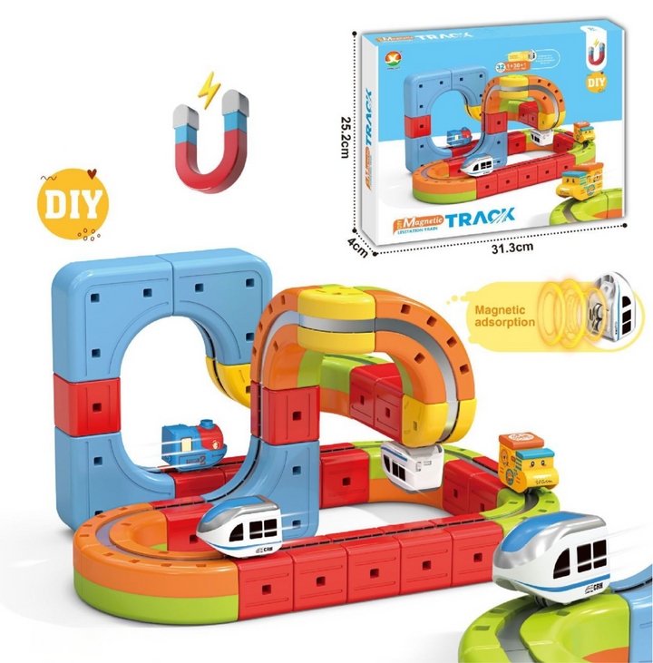 Perfekte Geschenkidee: Die magnetische Würfel Schienenbahn – ein fesselndes Konstruktions- und Lernspielzeug für Kinder.