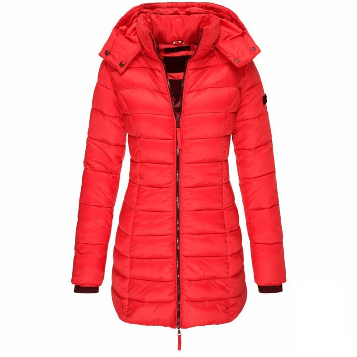 Vielseitige Damen Herbst- & Winterjacke: Daunenjacke mit Kapuze & Reißverschluss für Outdoor & Freizeit.