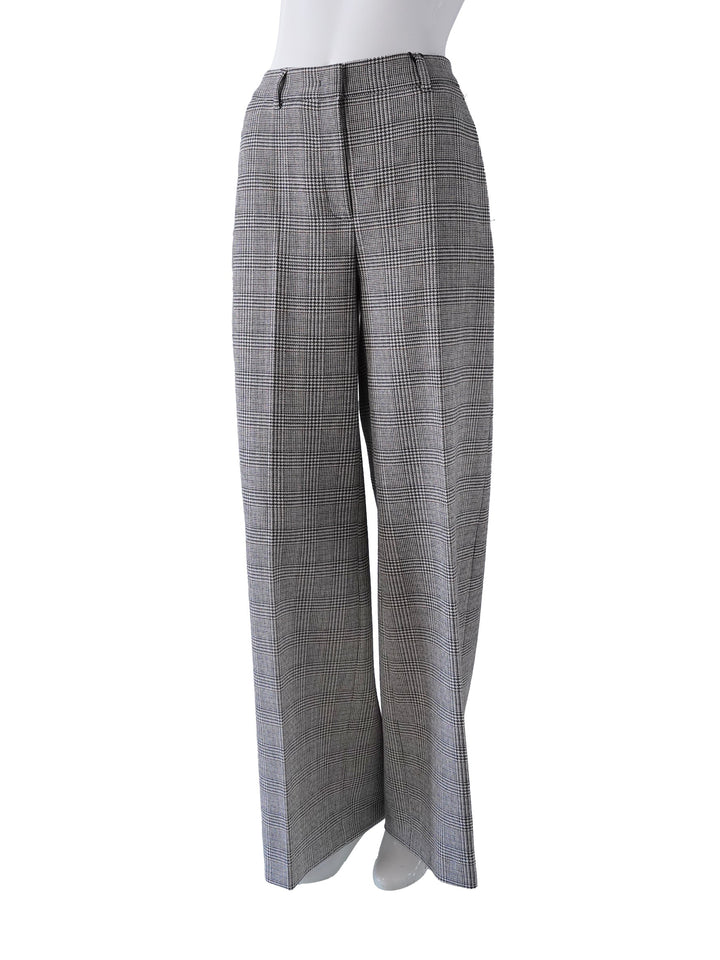 Elegante Shiloh Damenhose mit Prince-of-Wales-Karo, hohem Bund und weitem Bein für Business- und Alltagsmode.