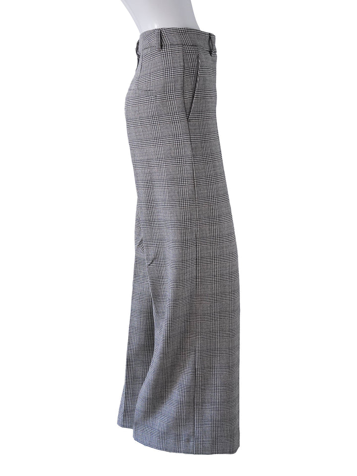 Moderne Damenhose Shiloh mit weitem Bein und hohem Bund im stilvollen Prince-of-Wales-Karo. Perfekt für Büro & Freizeit.