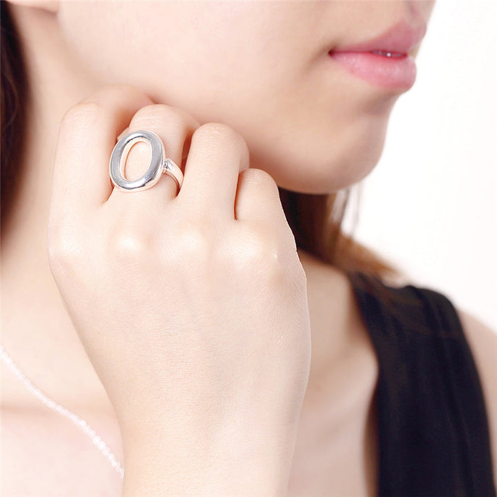 Edler offener Unisex Ring aus Sterlingsilber, Kreisform, verstellbar, ideales Schmuck-Geschenk. (91 Zeichen)