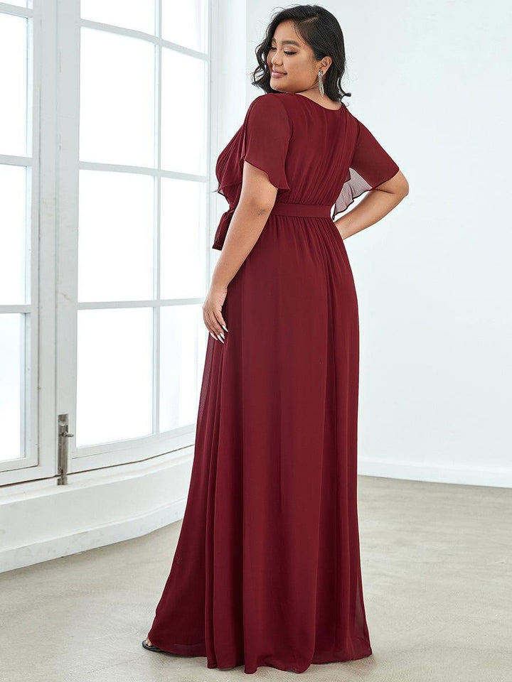 Mintgrünes A-Linie Abendkleid, elegant, Maxilänge, V-Ausschnitt, für Gala.