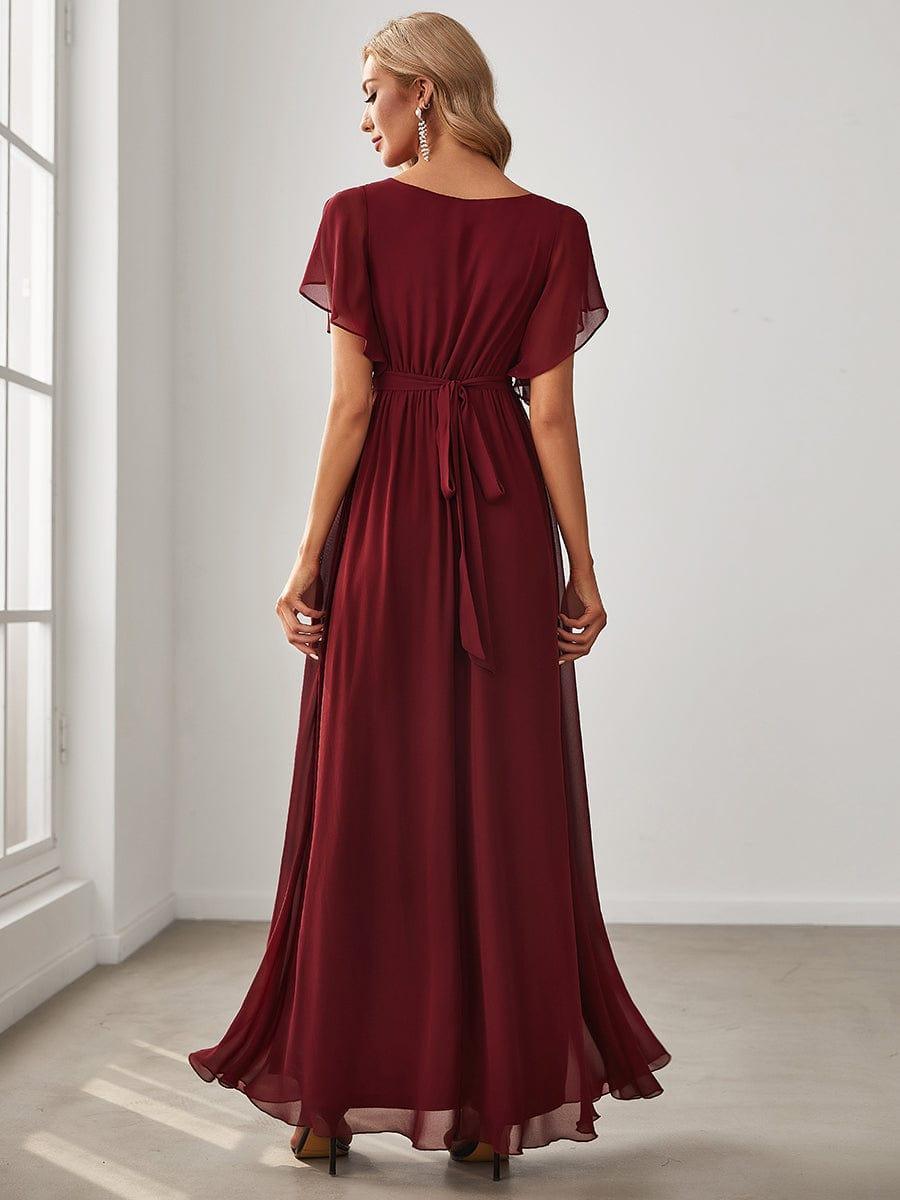 Mintgrünes festliches Damenkleid A-Linie, Maxilänge, V-Ausschnitt, für Gala & Abendmode.
