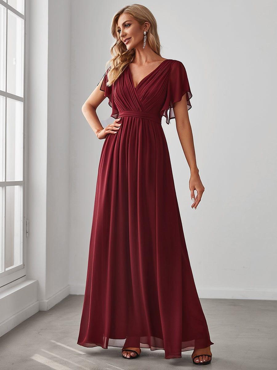 Langes mintgrünes A-Linie Maxikleid, elegant, V-Ausschnitt, für Brautjungfern & Hochzeiten.