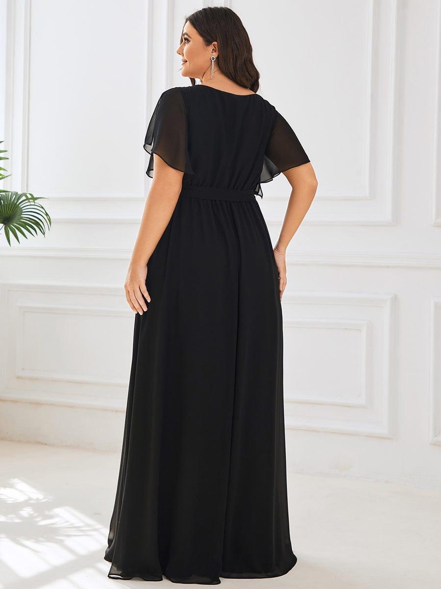 Mintgrünes Damen Maxikleid A-Linie, festlich, Flügelärmel, für Hochzeitsgäste.