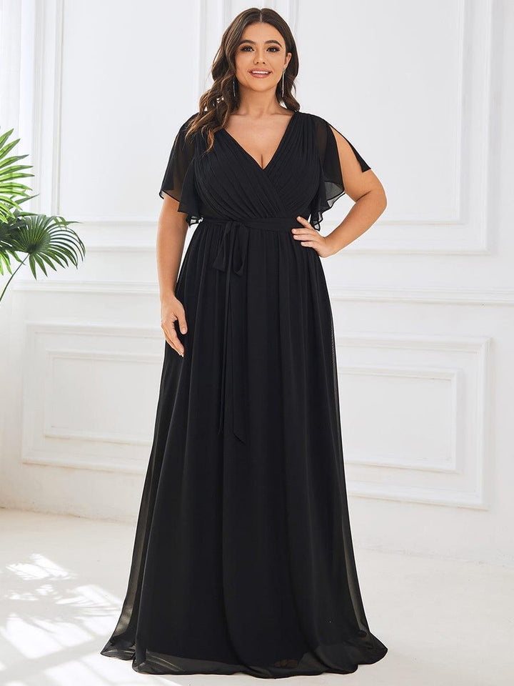 Elegantes mintgrünes A-Linie Abendkleid für Gala & Hochzeiten, mit V-Ausschnitt.