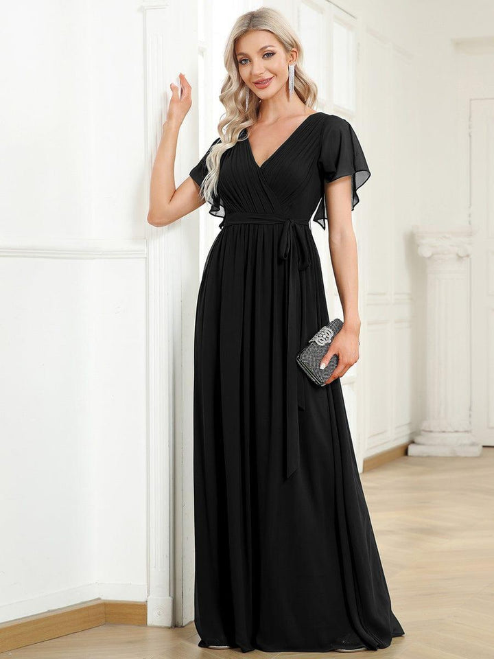 Mintgrünes Maxikleid A-Linie, elegant, Flügelärmel, für Hochzeitsgäste & Abendmode.